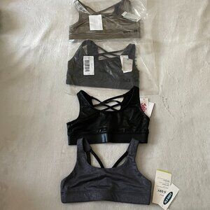 Justice & Old Navy, lot-4, Kids size 5 (28) Sports bras, 3 -Justice, 1-Old Navy